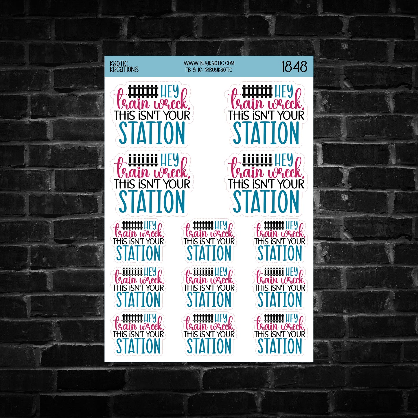 Hey Train Wreck, This Isn't Your Station Sticker Sheet
