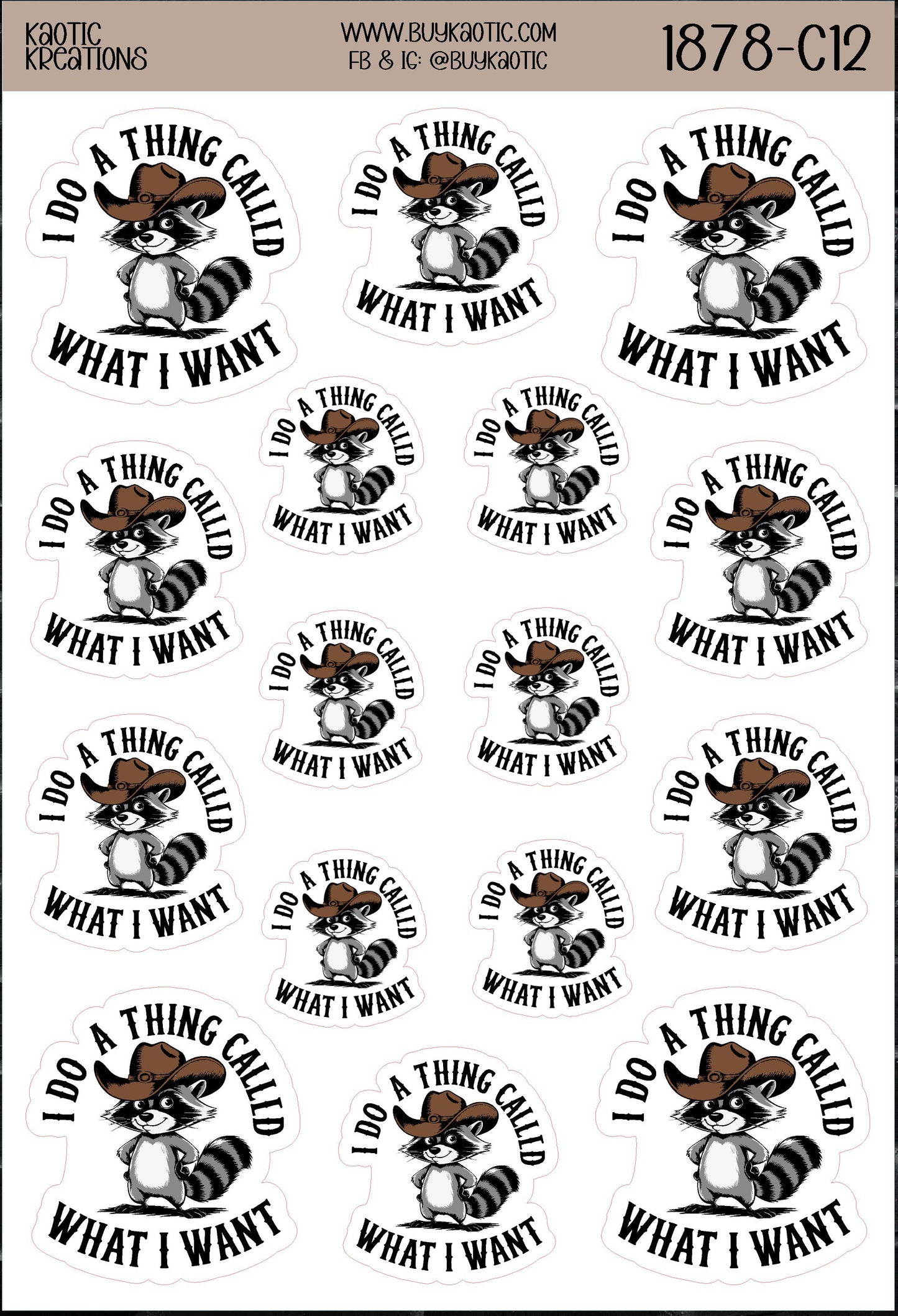 I do a Thing Called ... Raccoon Sticker Sheet