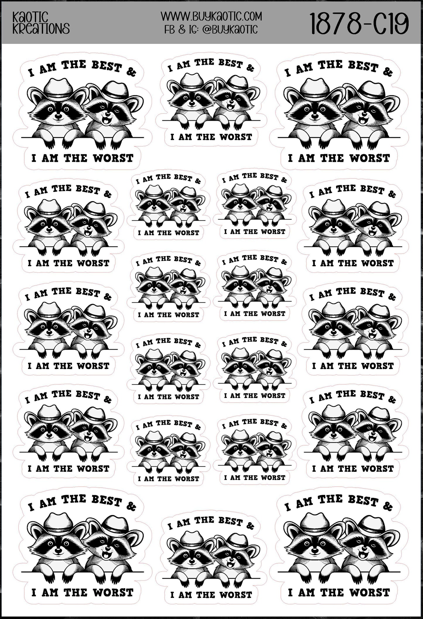 I am the Best & I am the Worst Raccoon Sticker Sheet