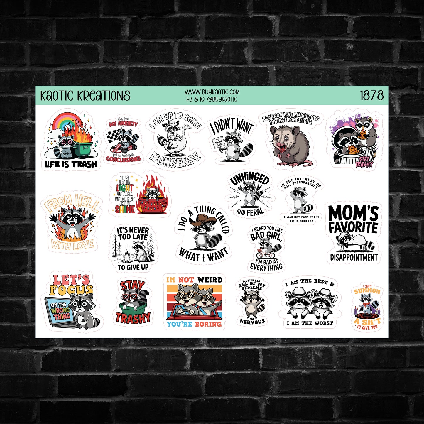 Sarcastic Raccoons Sticker Sheet