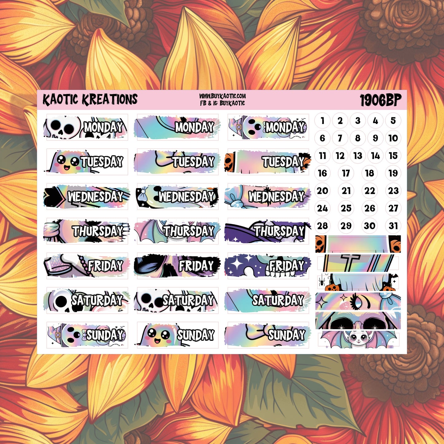 Holo Halloween Day Cover Planner Stickers