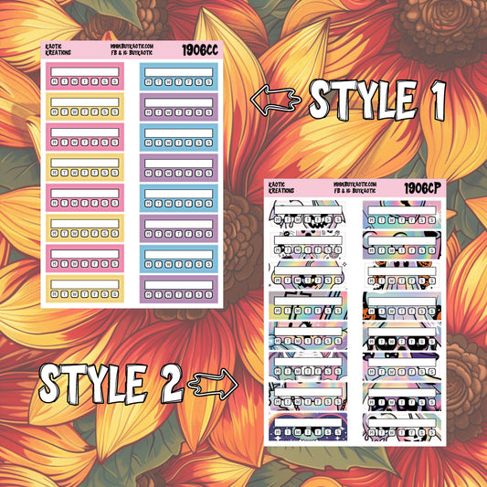 Holo Halloween Quarter Box Tracker Planner Stickers
