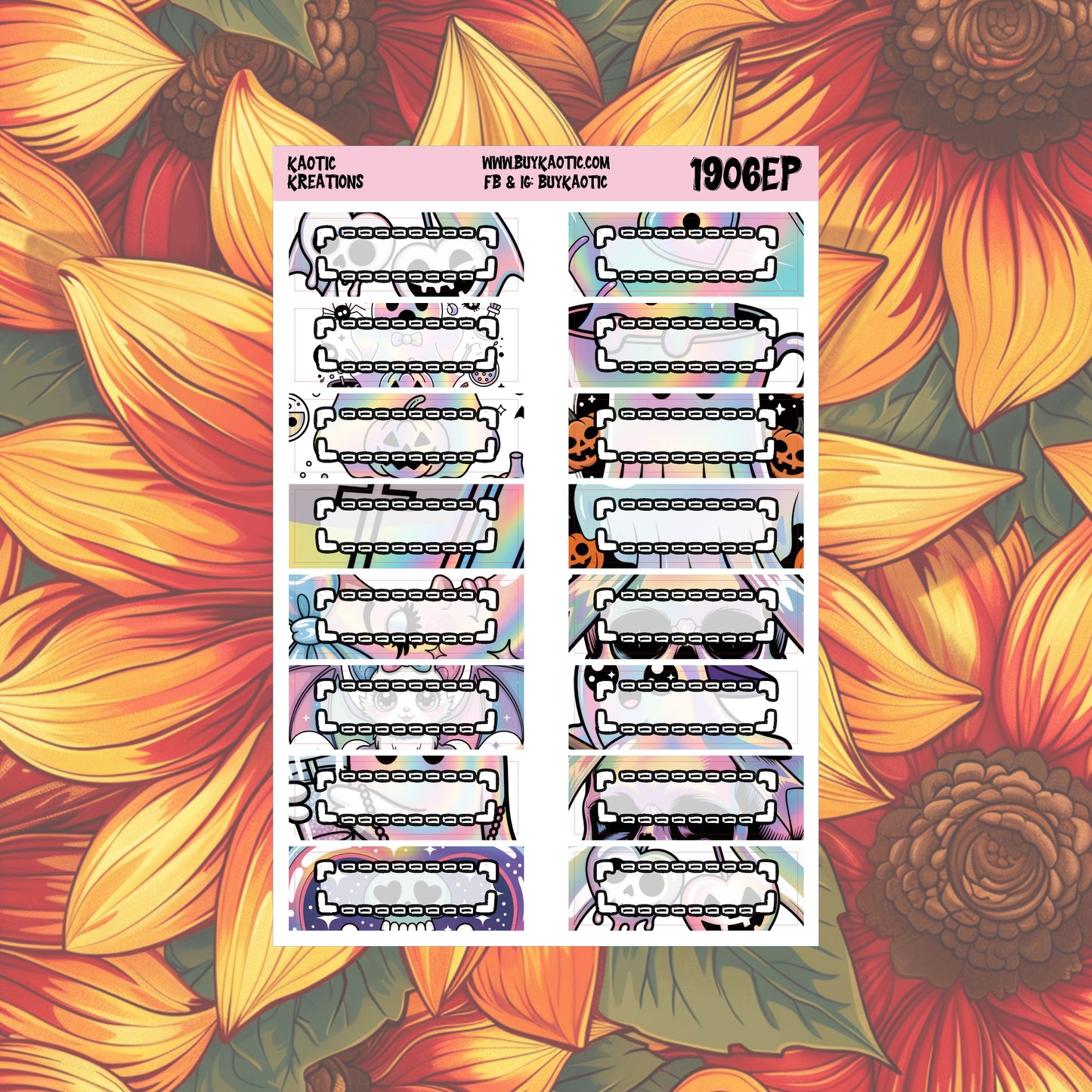Holo Halloween Quarter Box Planner Stickers