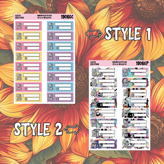 Holo Halloween Bill Due Planner Stickers