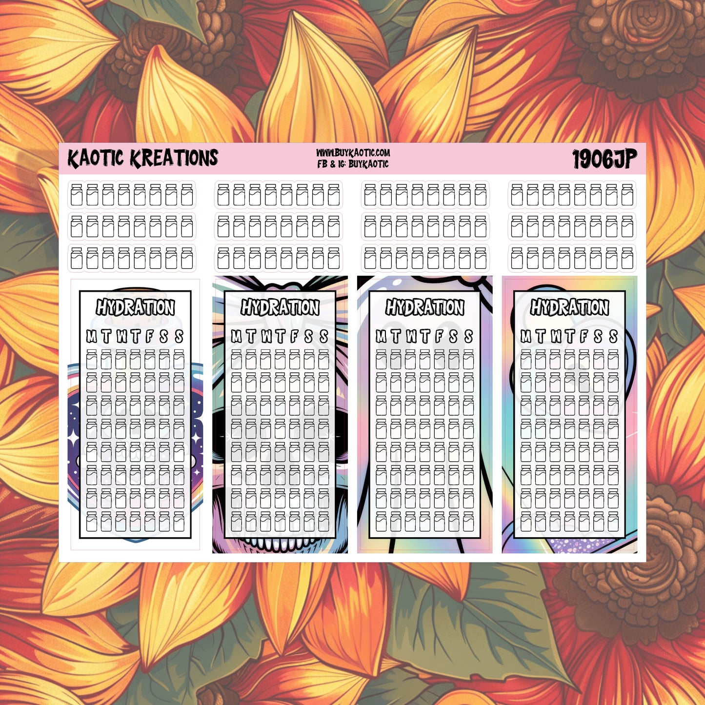 Holo Halloween Hydration Planner Stickers
