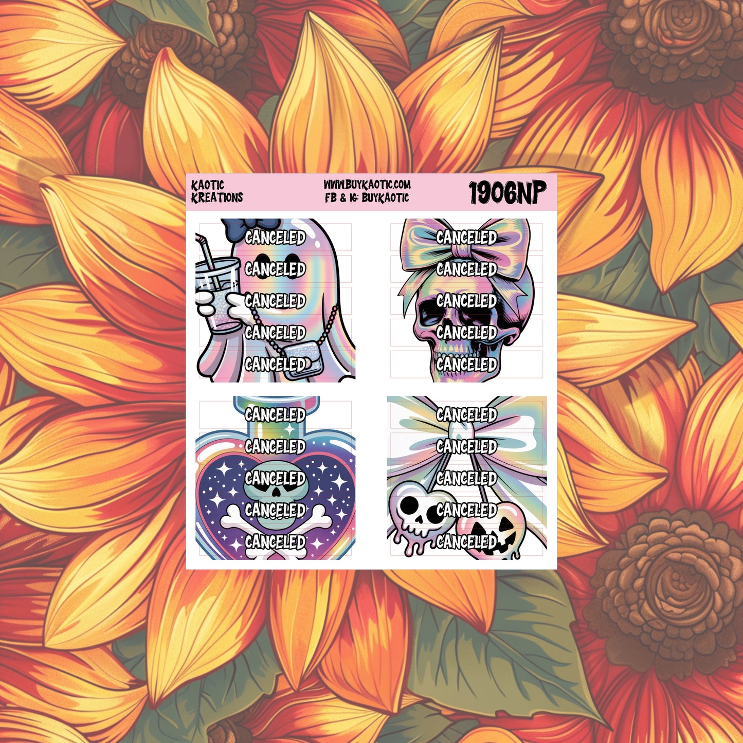 Holo Halloween Canceled Header Planner Stickers