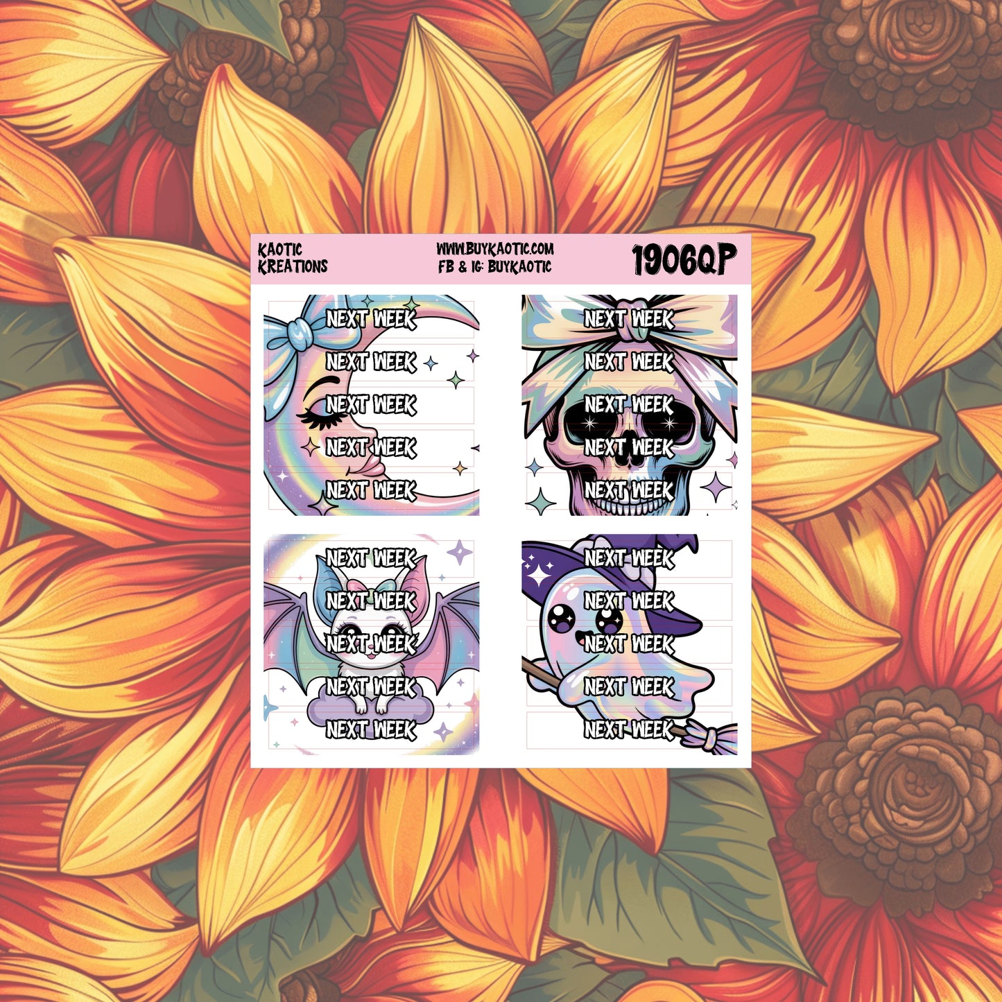 Holo Halloween Next Week Header Planner Stickers