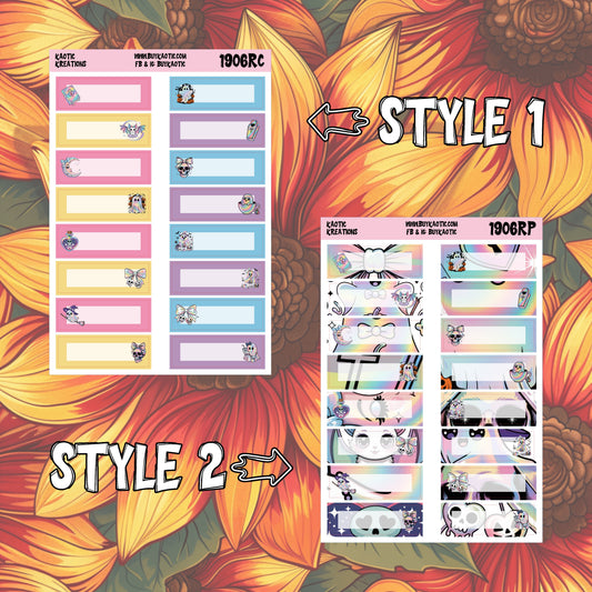 Holo Halloween Character Quarter Box Planner Stickers
