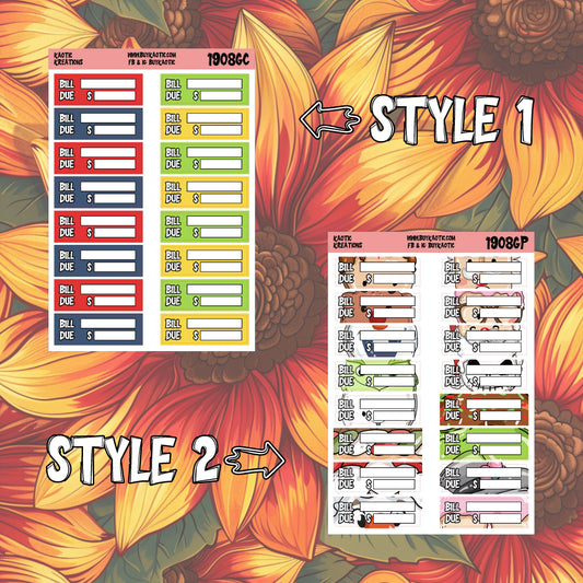Warm Wishes Bill Due Planner Stickers
