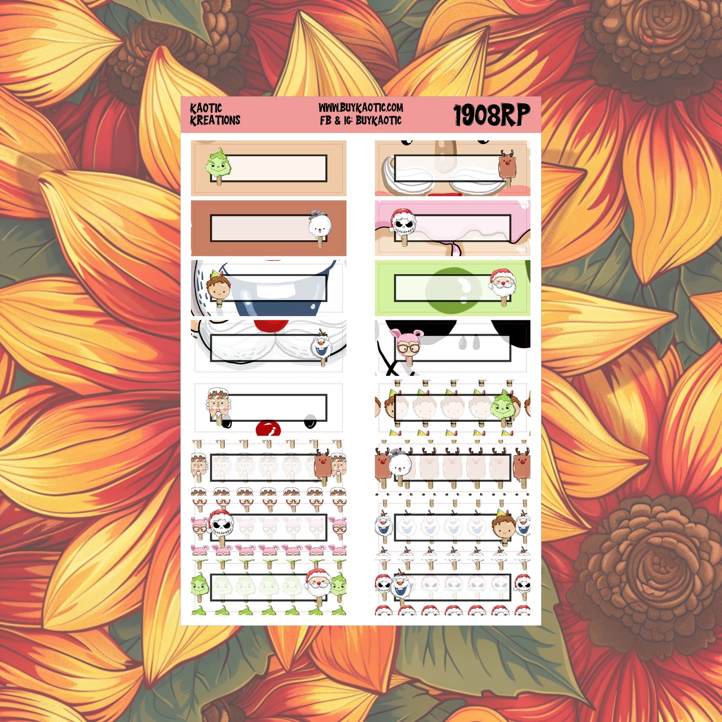 Warm Wishes Character Quarter Box Planner Stickers