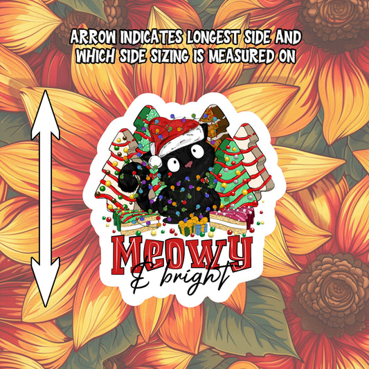 Meowy & Bright Christmas Black Cat Sticker