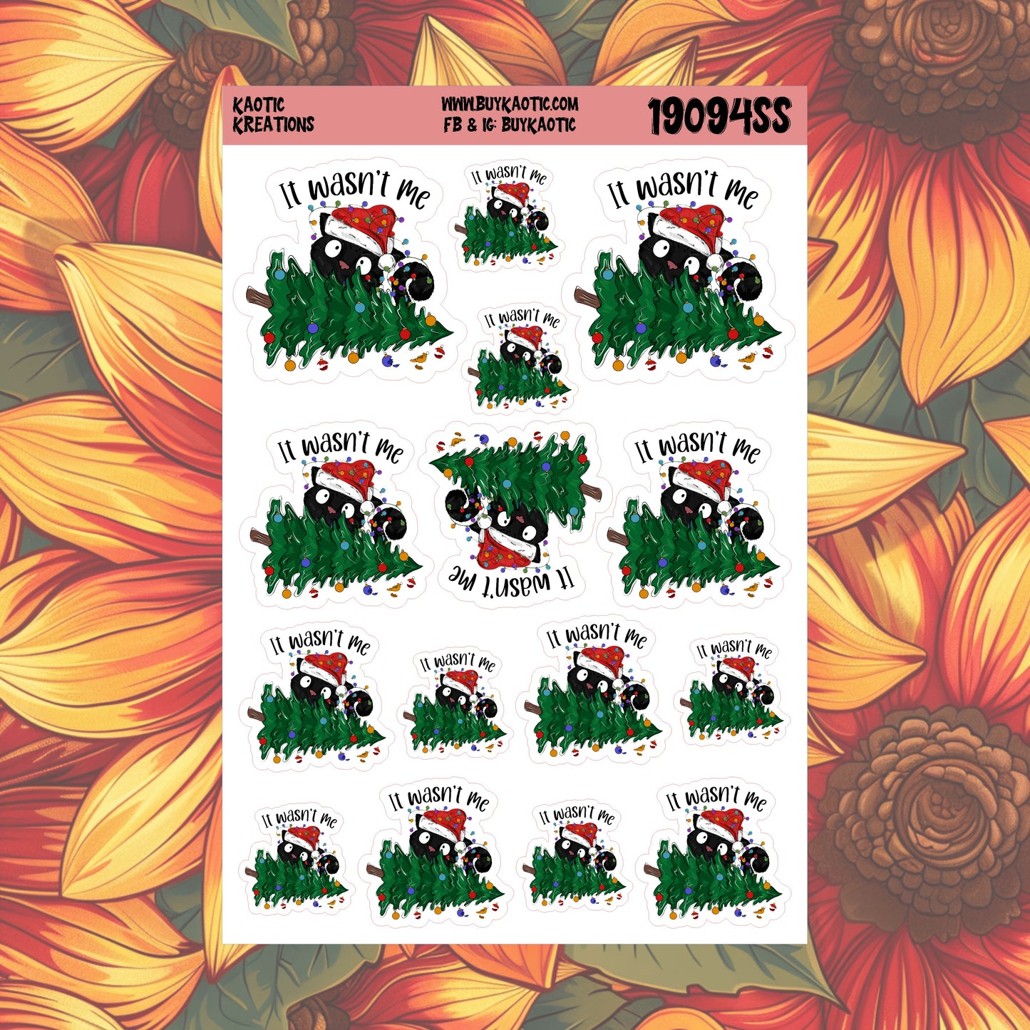 It Wasn't Me Black Cat Christmas Stickers