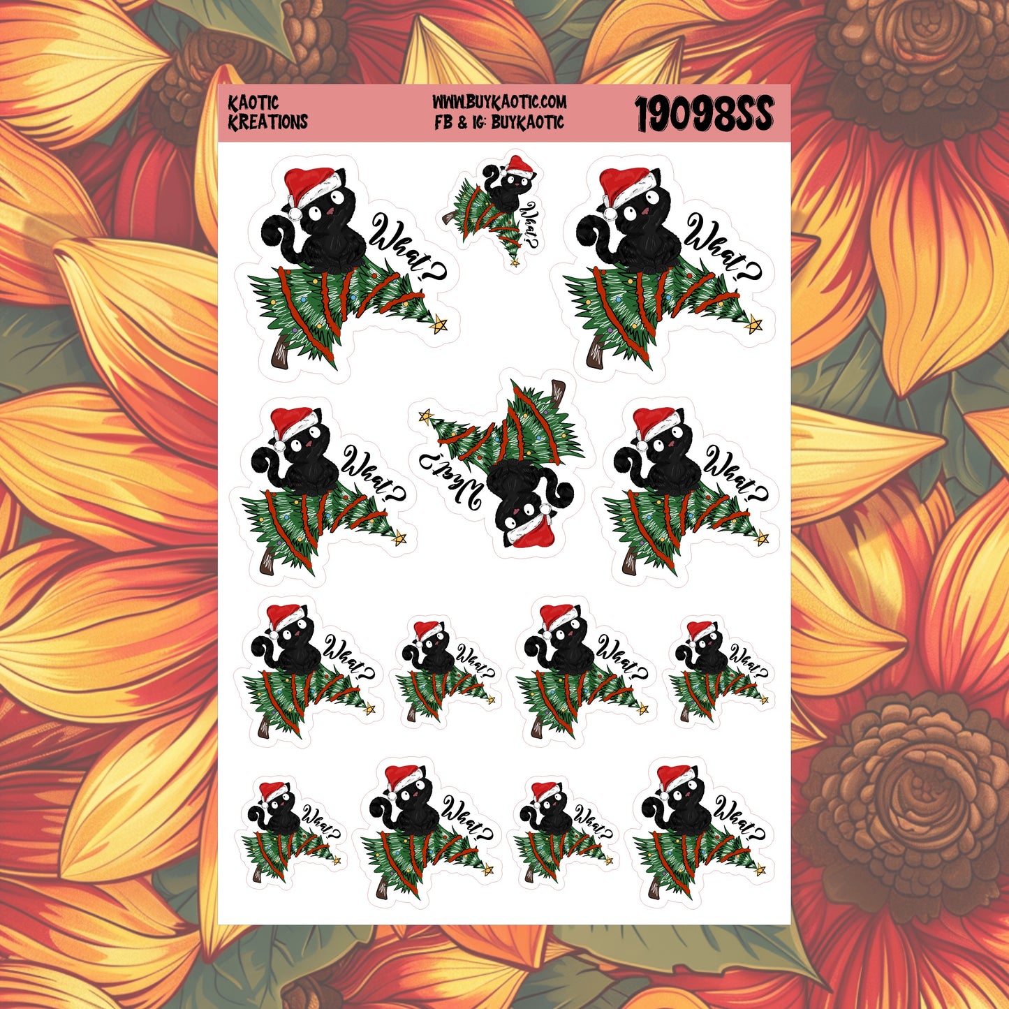 What? Black Cat Christmas Stickers