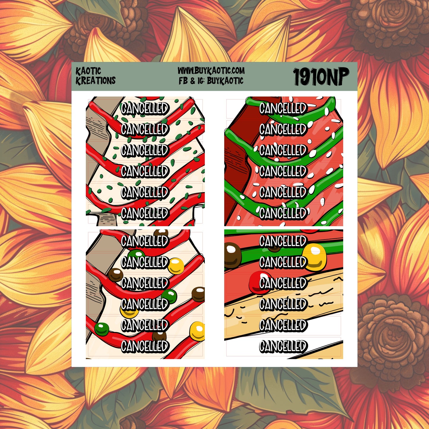 Tree Cakes Canceled Header Planner Stickers