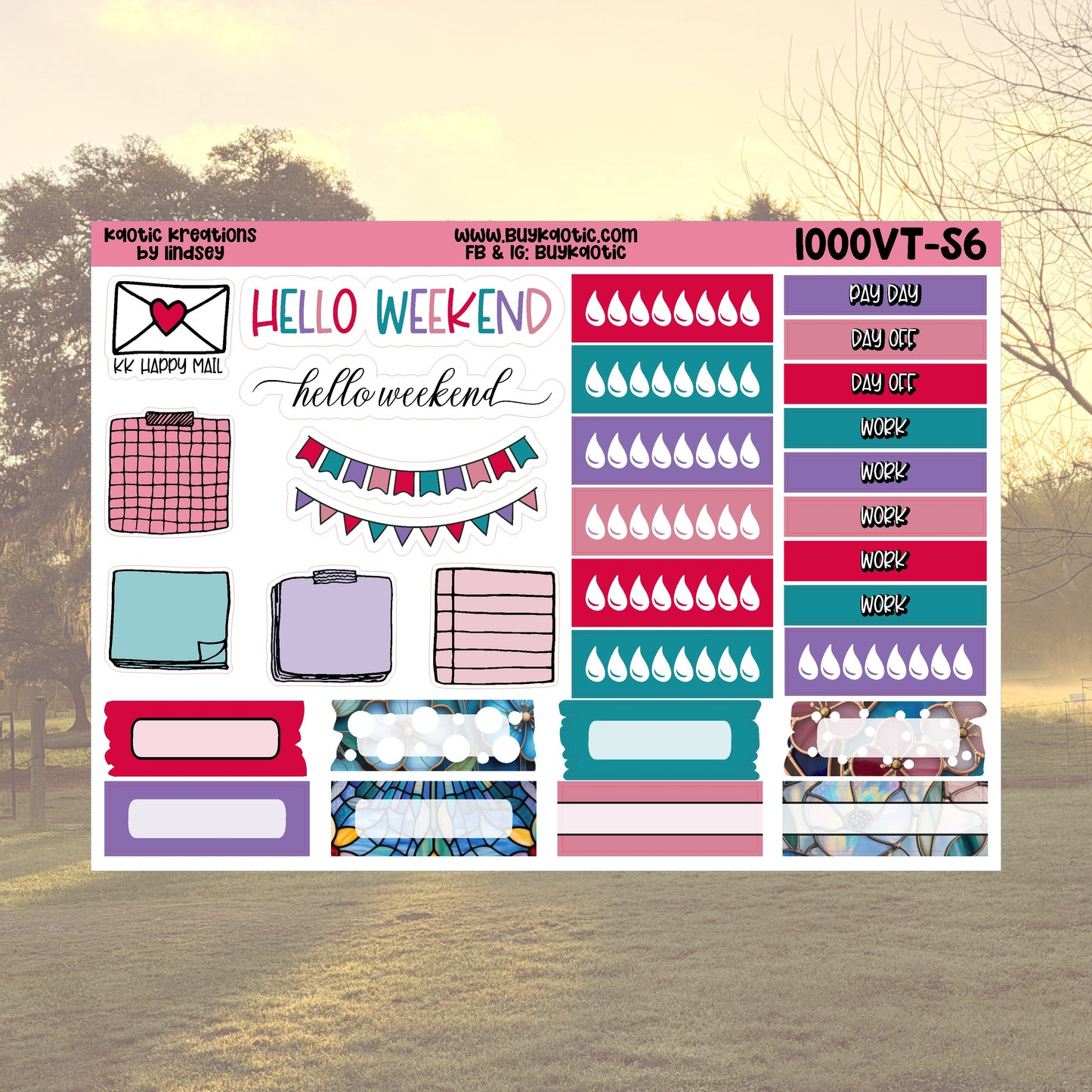 Stained Glass Vertical Tall Weekly Sticker Kit