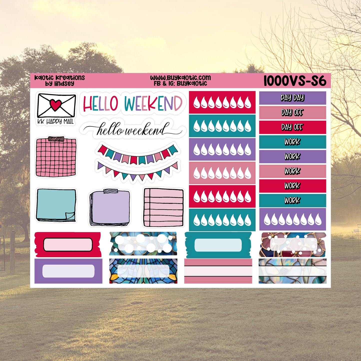 Stained Glass Vertical Small Weekly Sticker Kit
