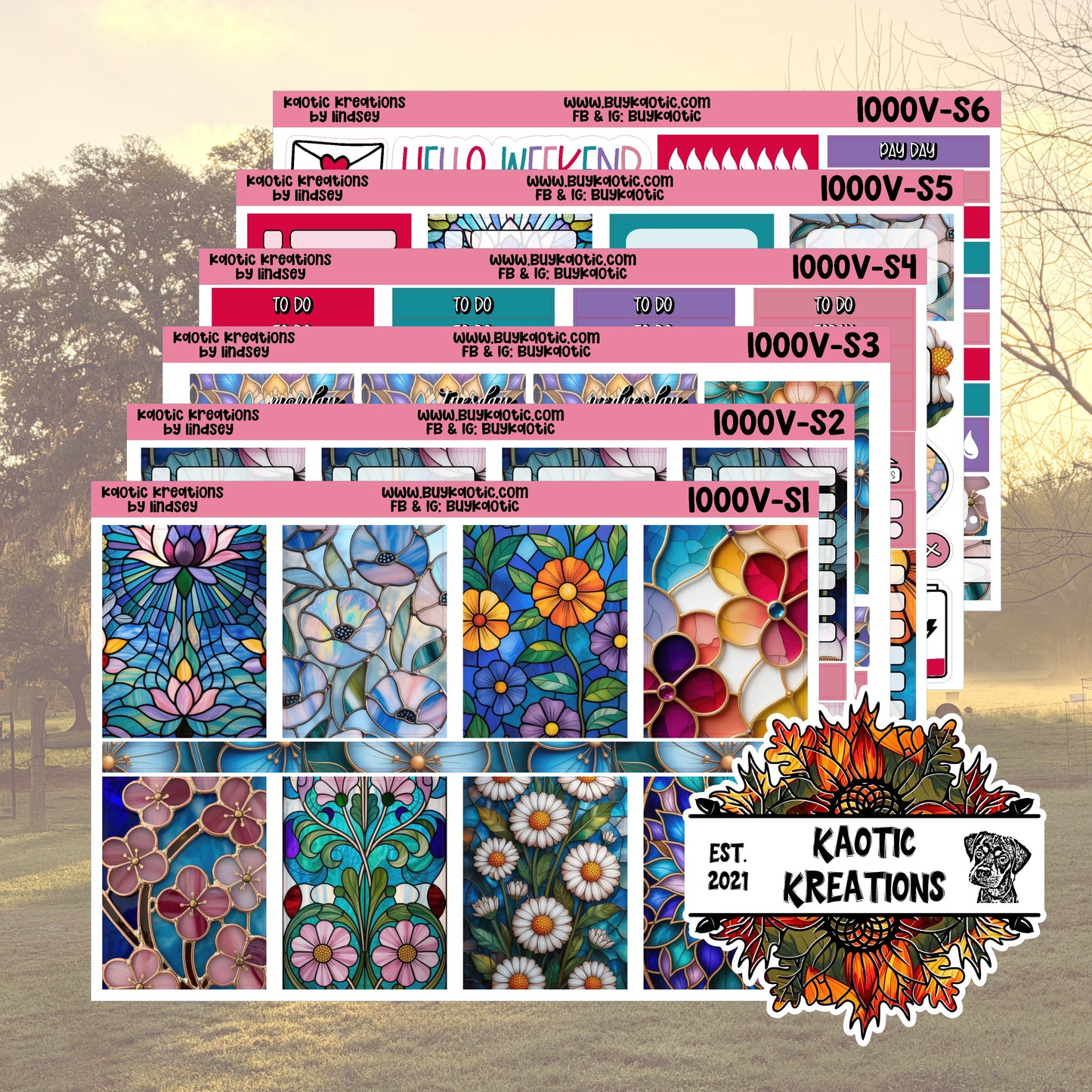 Stained Glass Vertical Weekly Sticker Kit