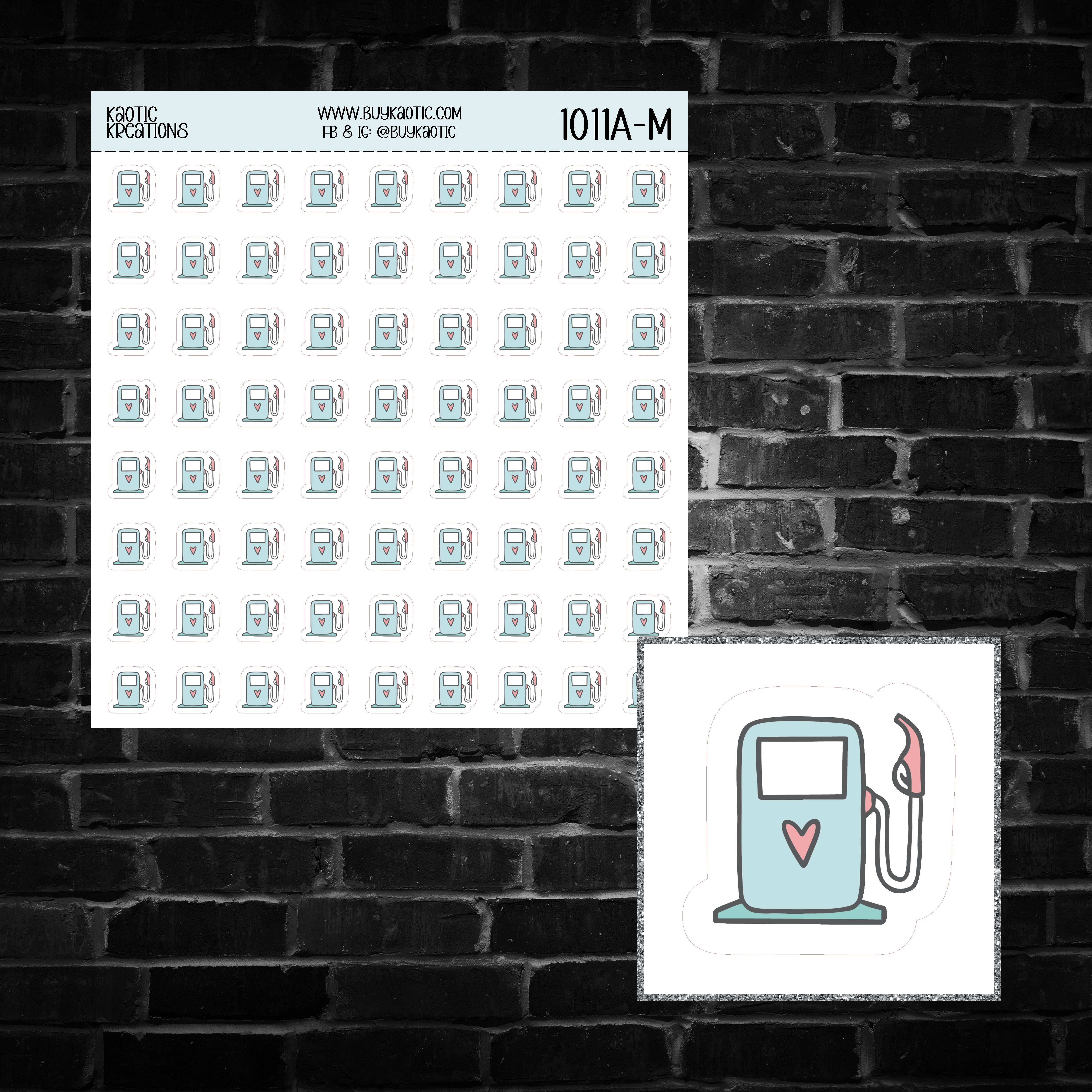 Gas Pump Icon Sticker Sheet – Kaotic Kreations