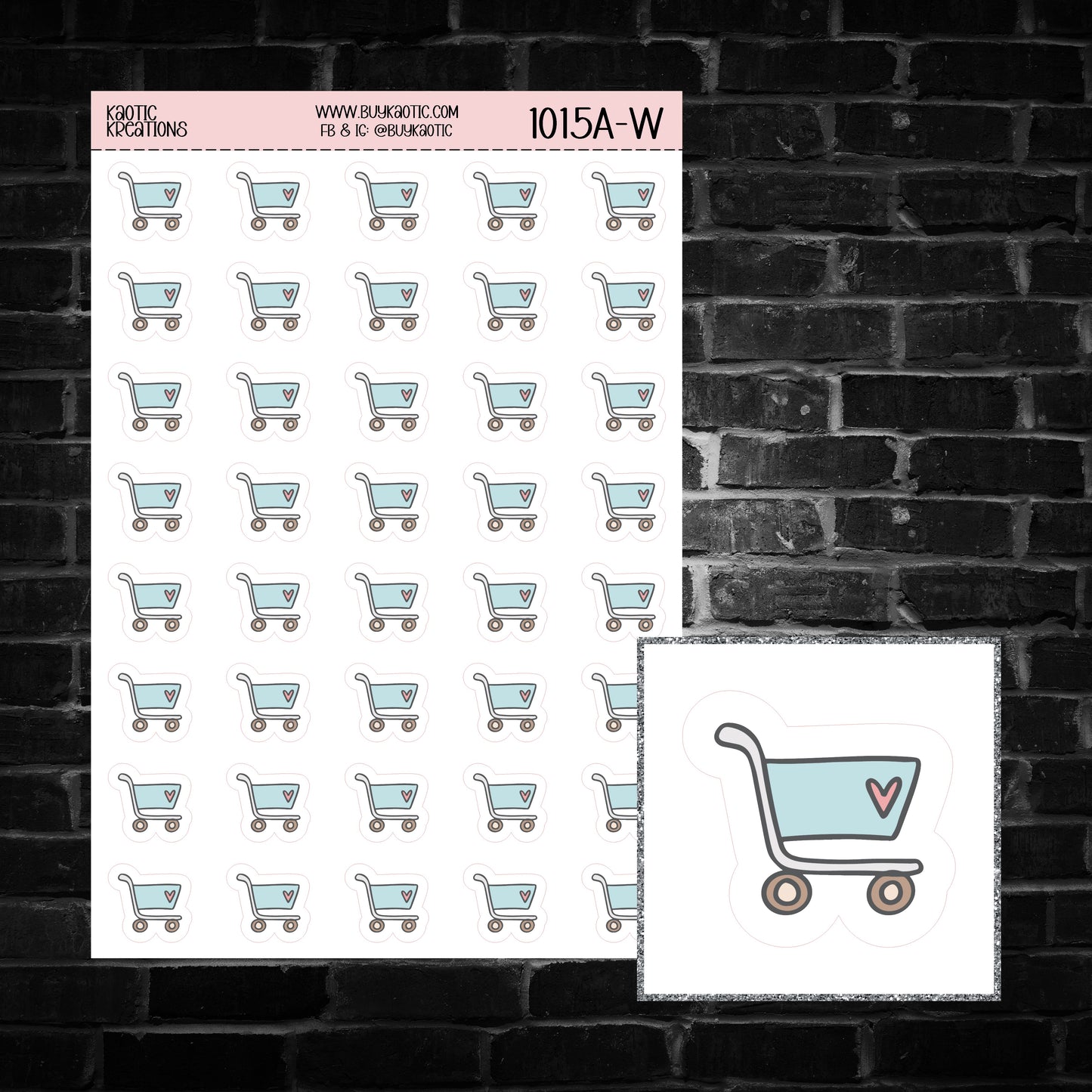 Shopping Cart Icon Sticker Sheet