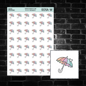 Umbrella Icon Sticker Sheet