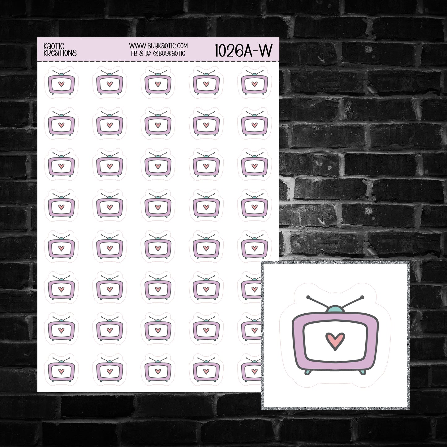 TV Icon Sticker Sheet