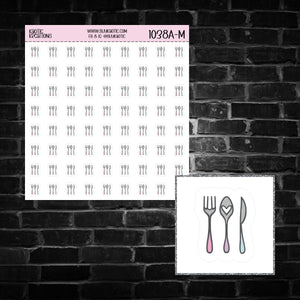 Silverware Icon Sticker Sheet