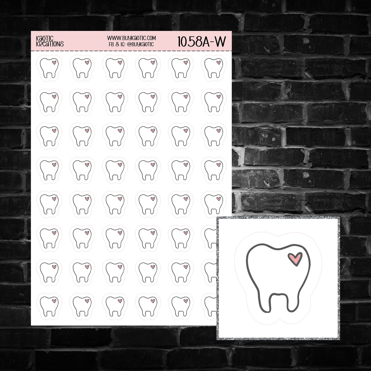 Tooth Icon Sticker Sheet – Kaotic Kreations