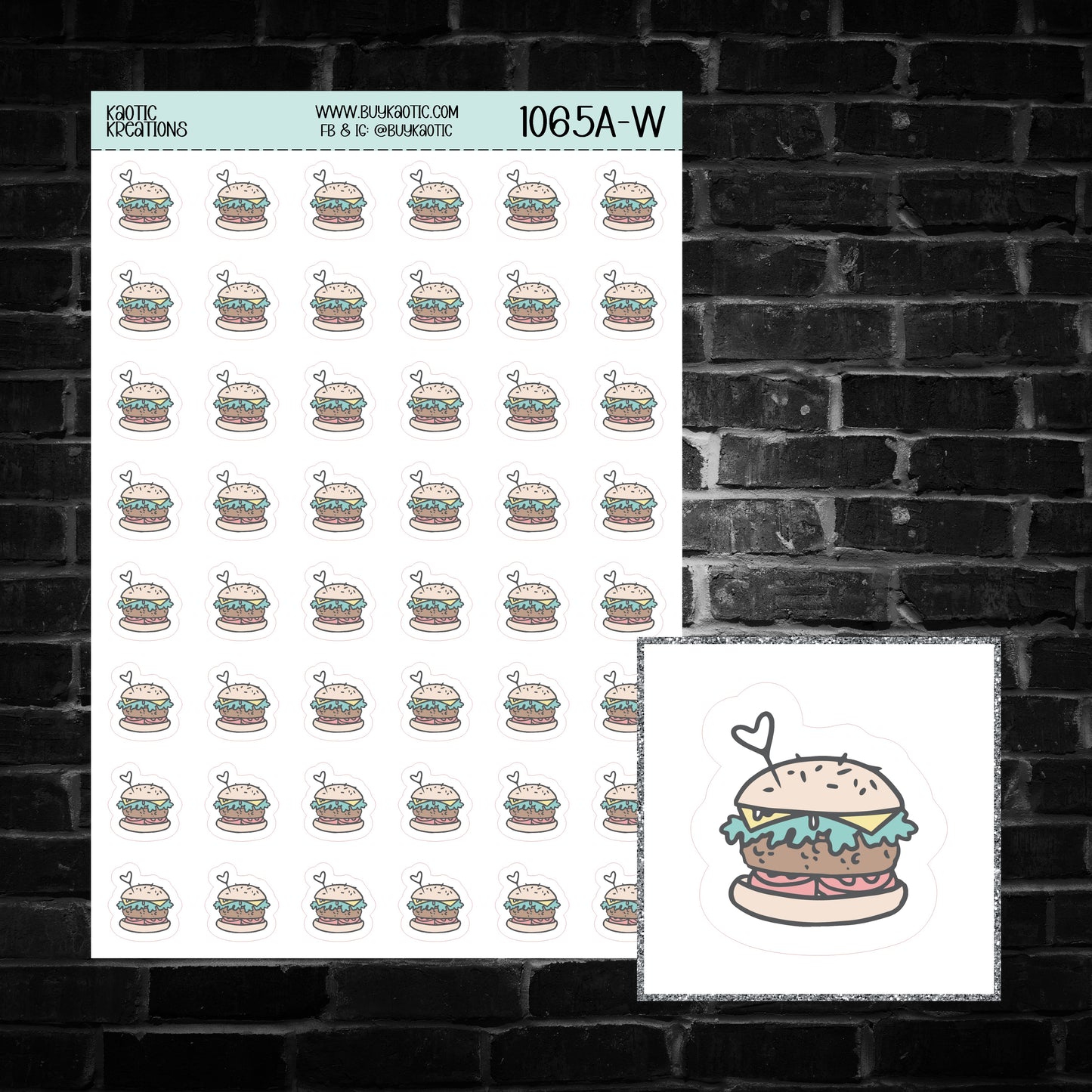 Cheeseburger Icon Sticker Sheet