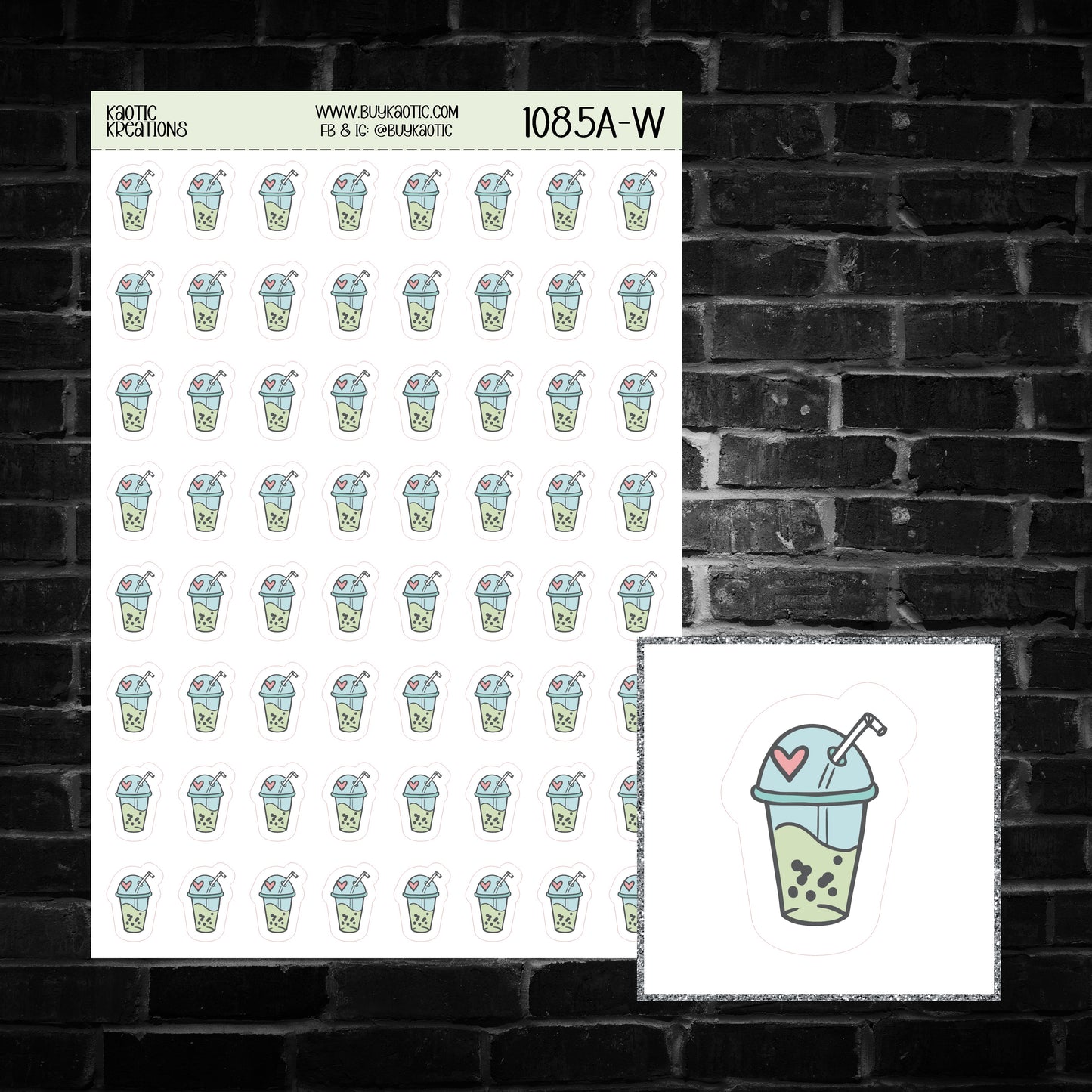 Boba Tea Icon Sticker Sheet