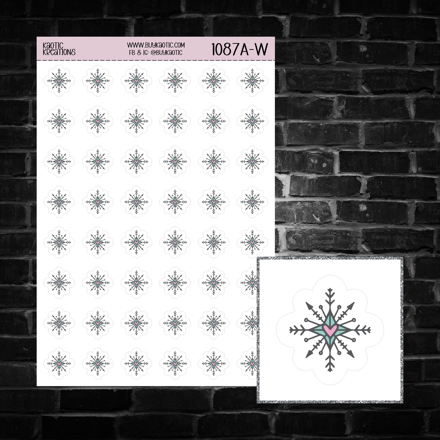 Snowflake Icon Sticker Sheet
