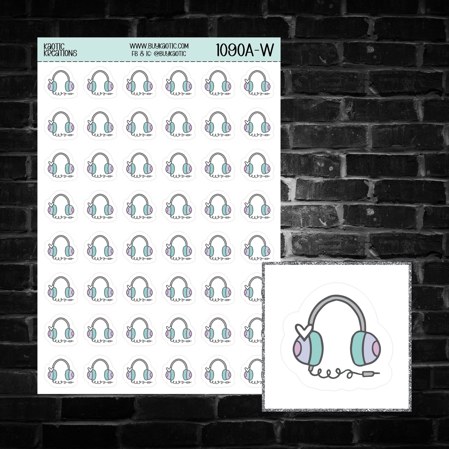 Headphone Icon Sticker Sheet
