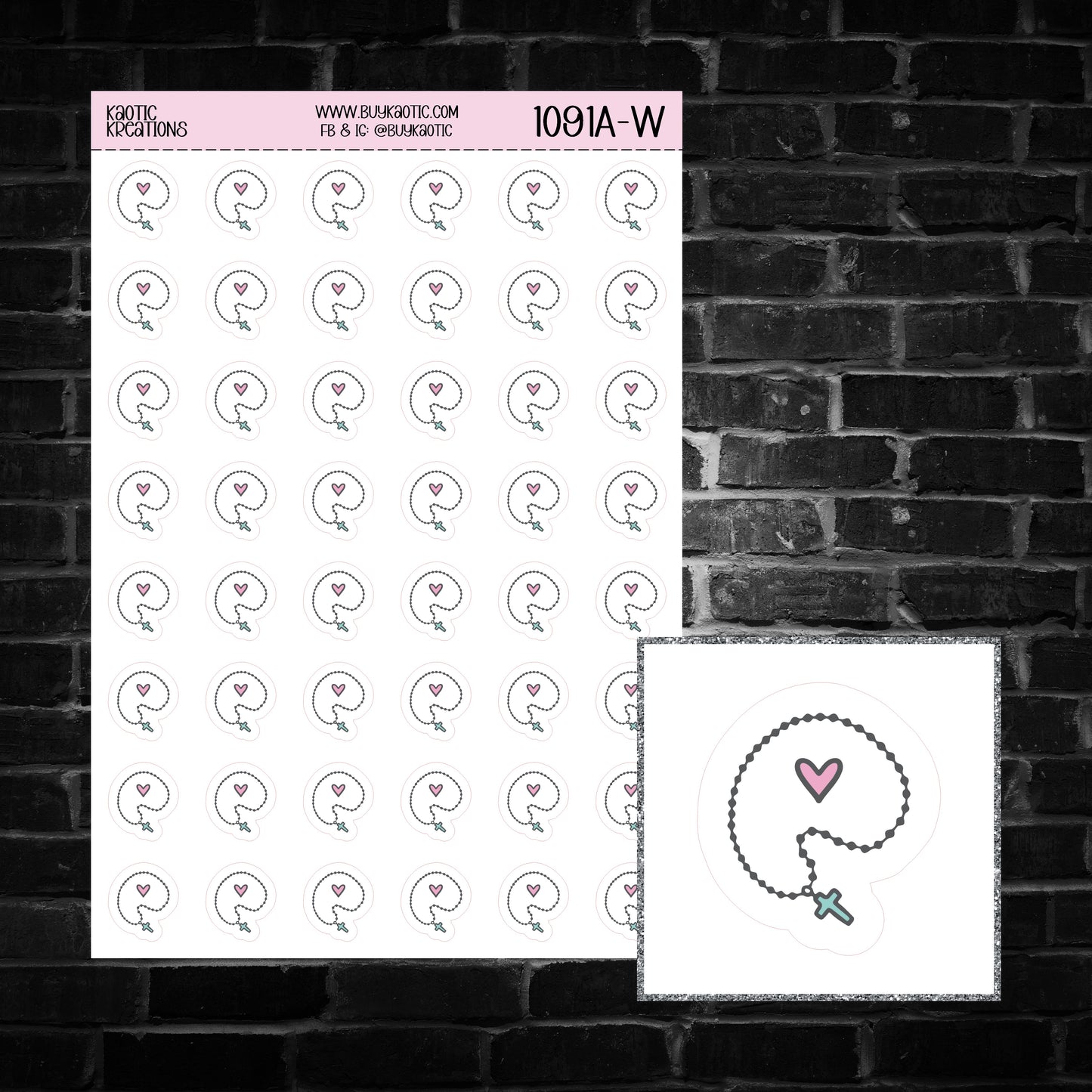 Cross Necklace Icon Sticker Sheet