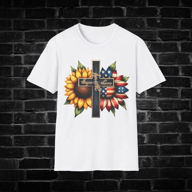 Sunflower American Flag T-Shirt