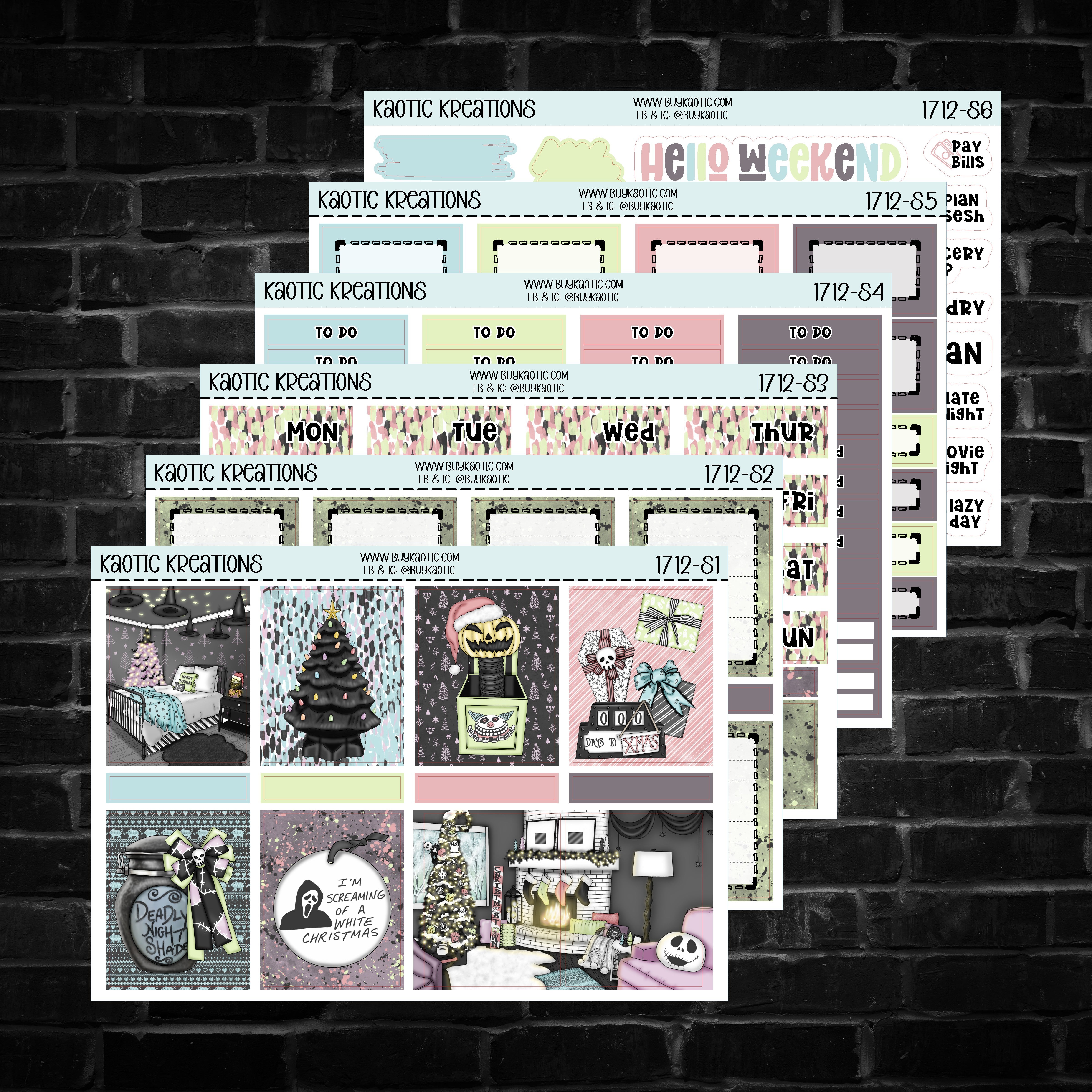 Merry Creepings Vertical Weekly Sticker Kit