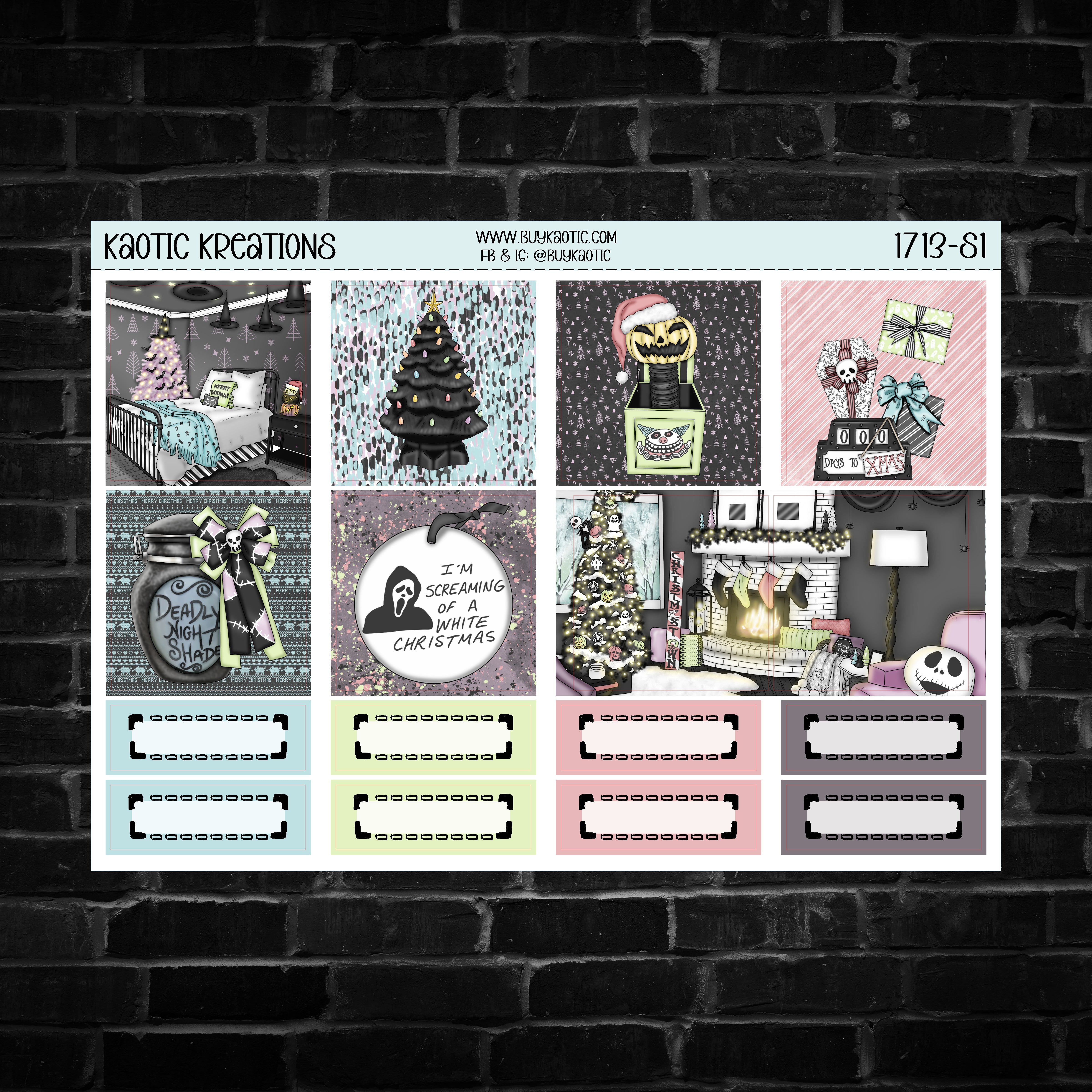 Merry Creepings Vertical Lite Weekly Sticker Kit