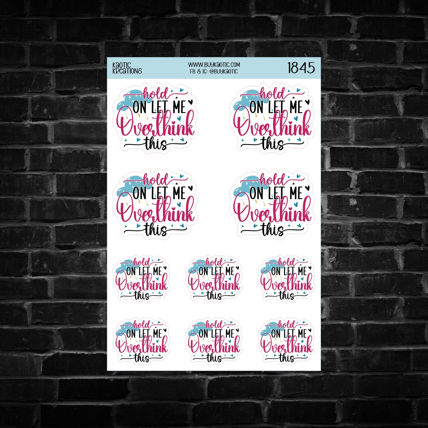 Hold on Let me Overthing This Sticker Sheet