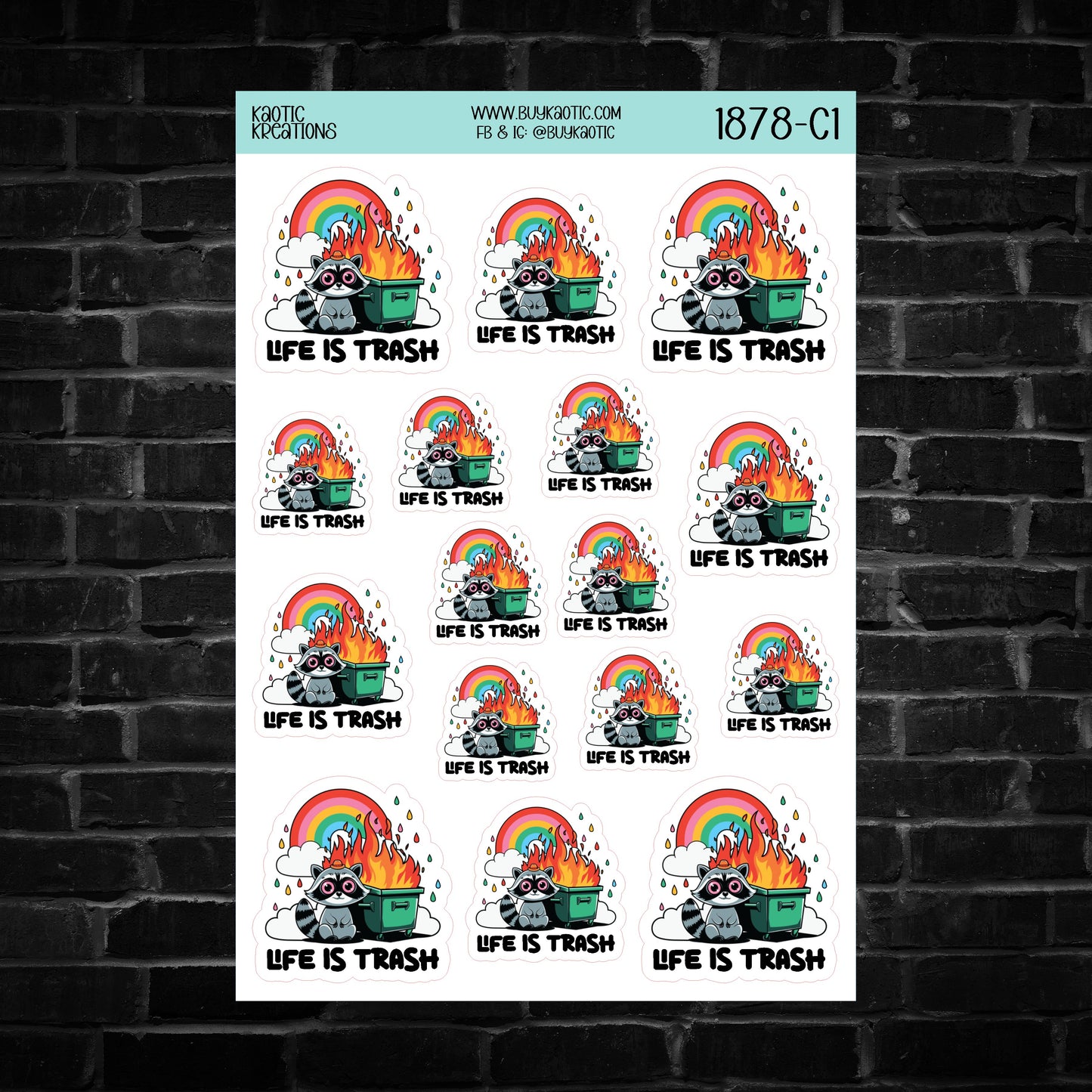 Life is Trash Raccoon Sticker Sheet