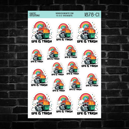 Life is Trash Raccoon Sticker Sheet