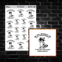 Load image into Gallery viewer, In the Interest of Full Transparency ... Raccoon Sticker Sheet