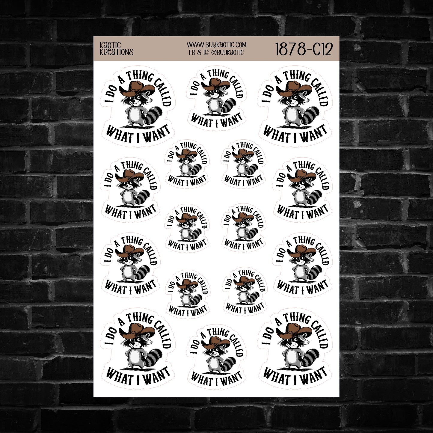 I do a Thing Called ... Raccoon Sticker Sheet