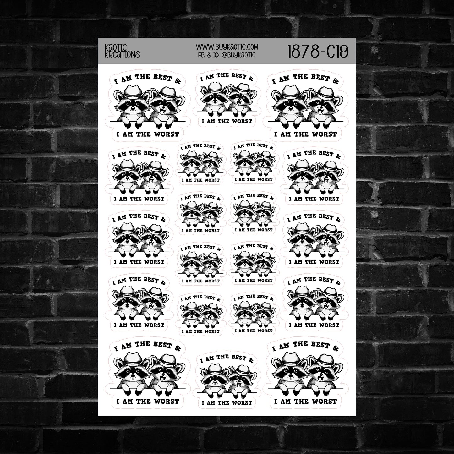 I am the Best & I am the Worst Raccoon Sticker Sheet