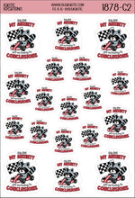 Load image into Gallery viewer, Holy S**t My Anxiety got me Racing to Conclusions Raccoon Sticker Sheet
