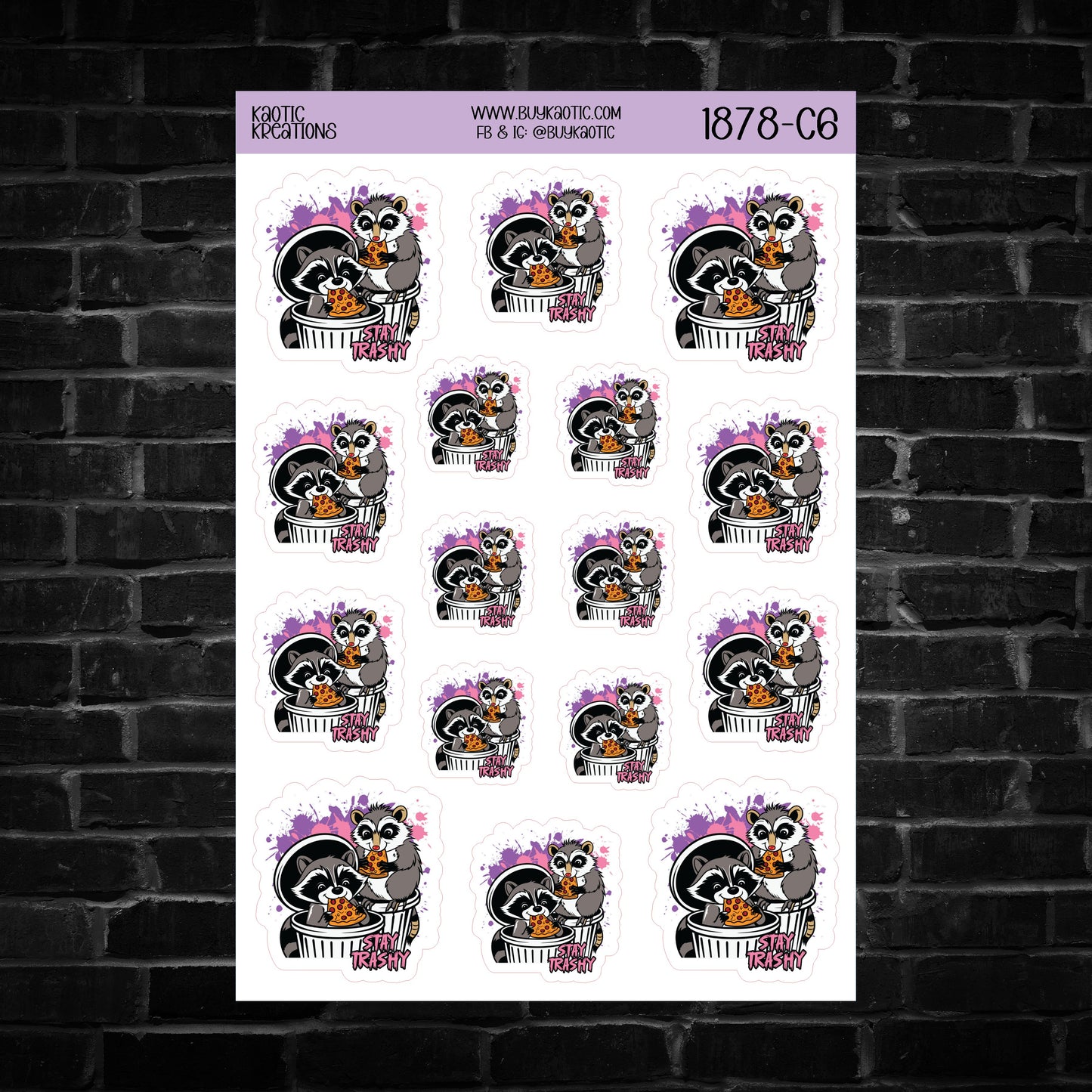 Stay Trashy Raccoon Sticker Sheet