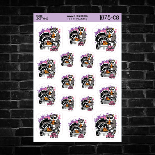 Stay Trashy Raccoon Sticker Sheet
