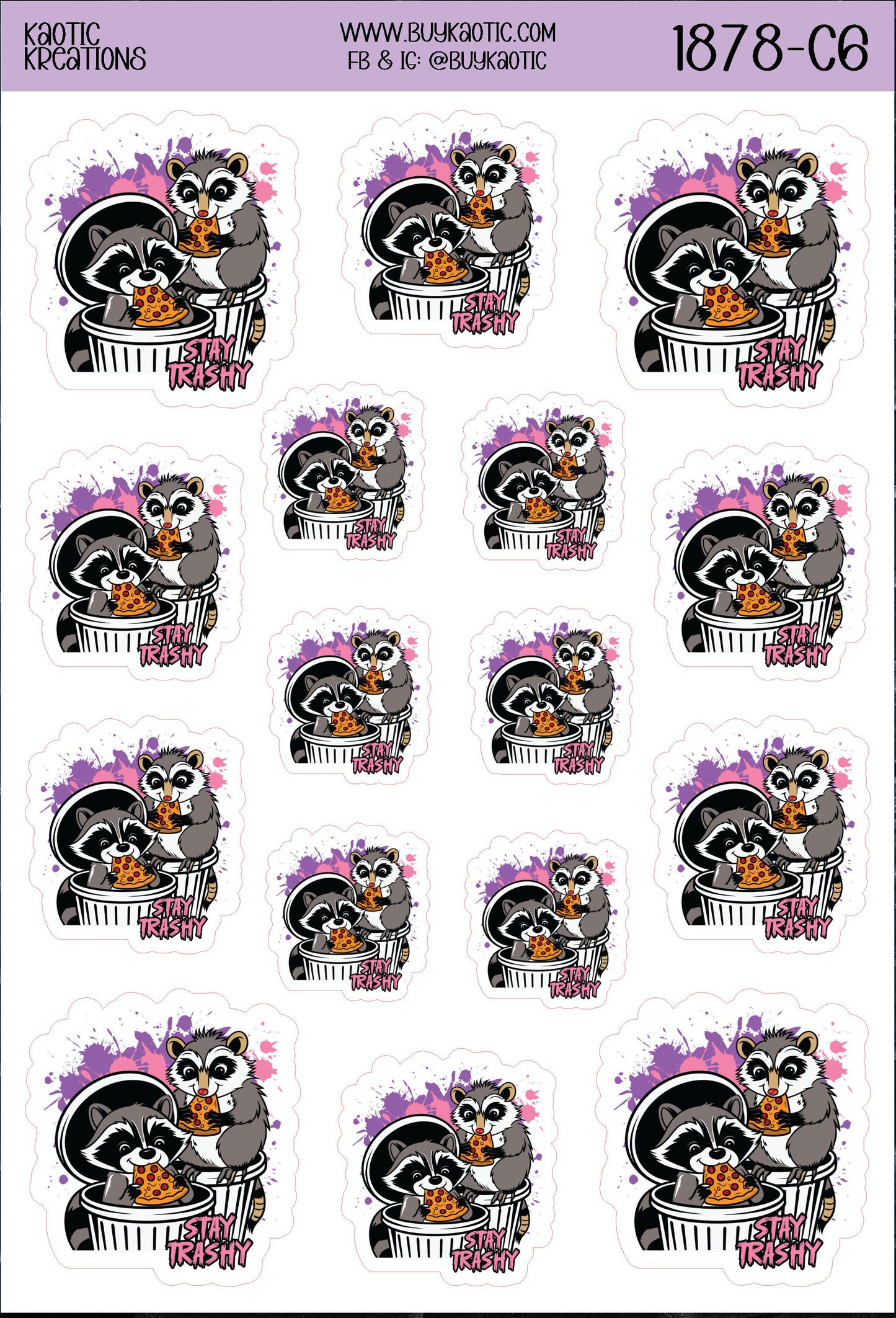 Stay Trashy Raccoon Sticker Sheet
