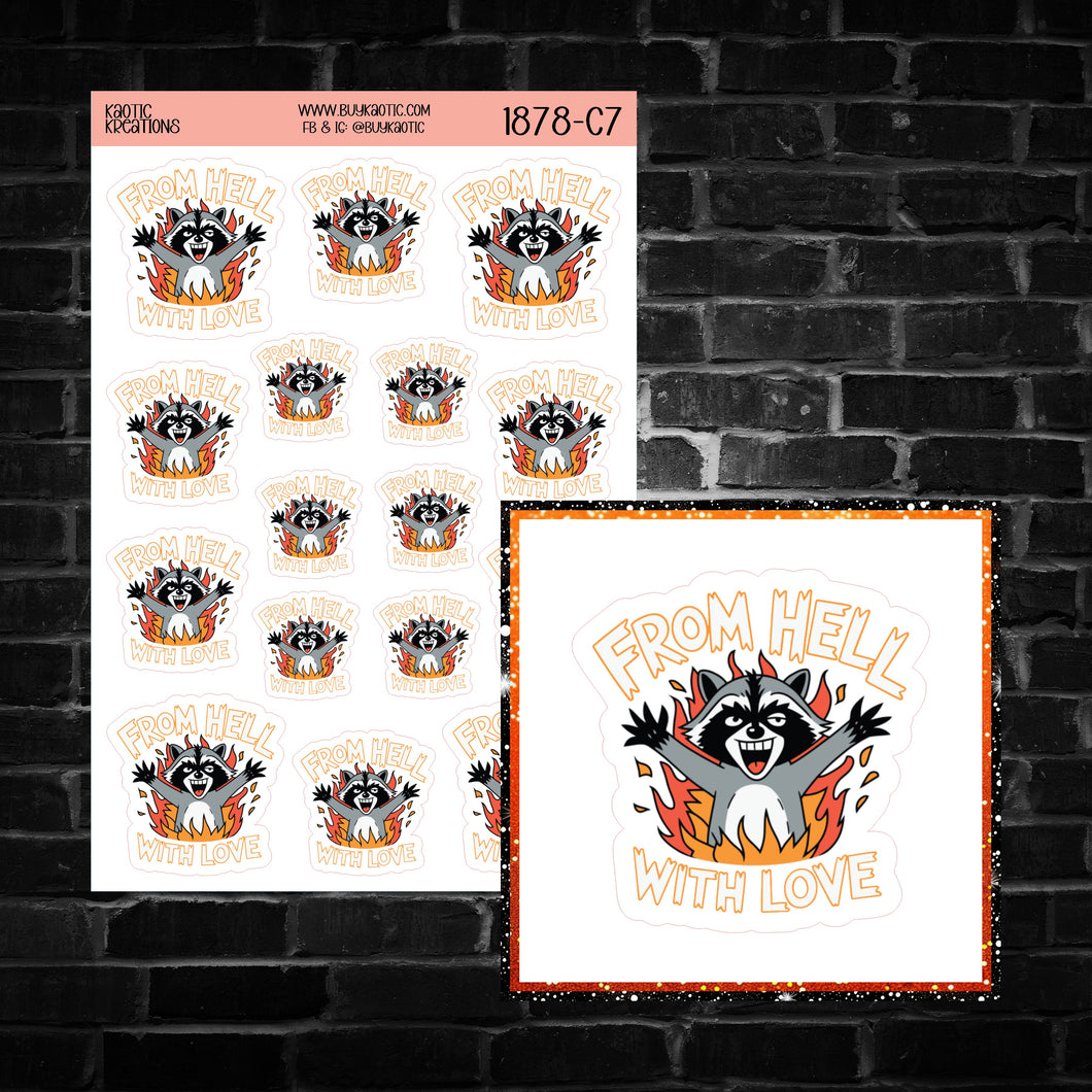 From Hell With Love Raccoon Sticker Sheet
