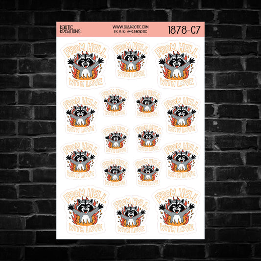 From Hell With Love Raccoon Sticker Sheet