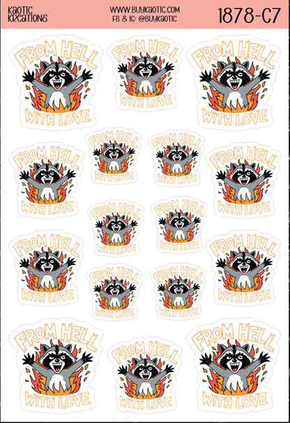 From Hell With Love Raccoon Sticker Sheet