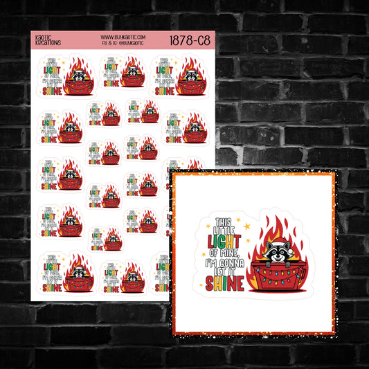 This Little Light of Mine, I'm Gonna let it Shine Raccoon Sticker Sheet