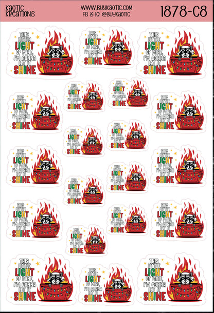 This Little Light of Mine, I'm Gonna let it Shine Raccoon Sticker Sheet